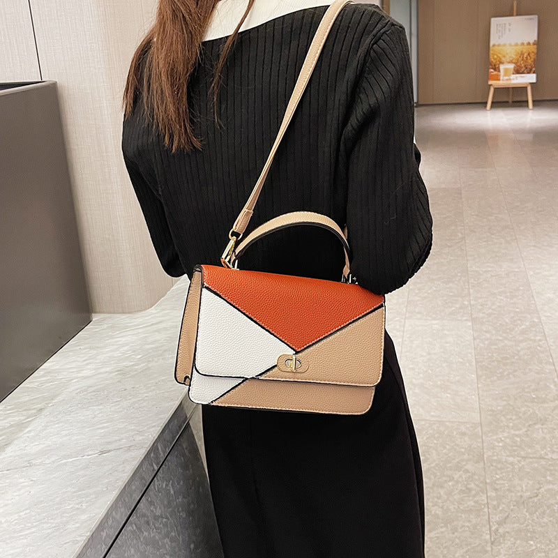 Wholesale Contrast Color Stitching PU Shoulder Bag